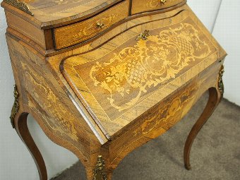 Antique French Marquetry Inlaid Walnut Ladies Desk