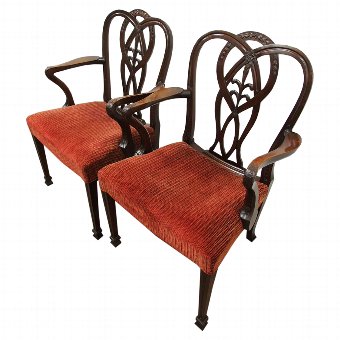 Pair of George III Style Mahogany Arm Chairs