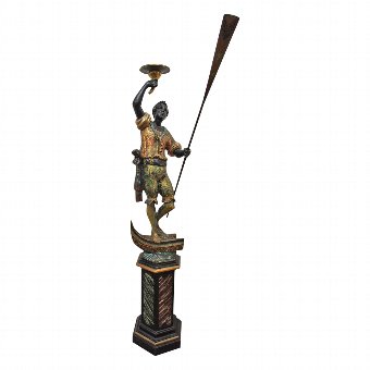 Painted Venetian Blackamoor on Stand