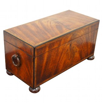 George III Large Inlaid Mahogany Tea Caddy