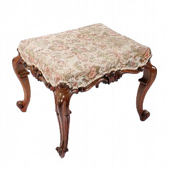 Mid Victorian Carved Walnut Stool