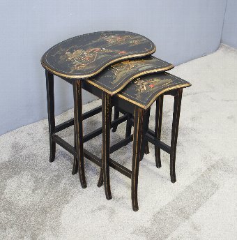 Nest of 3 Japanned Kidney Shaped Tables
