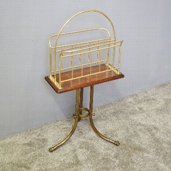 Brass and Oak Revolving Magazine Rack