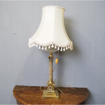 Marble, Cut Crystal and Brass Victorian Oil Lamp