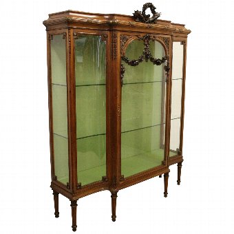 Antique French Carved Walnut Display Cabinet