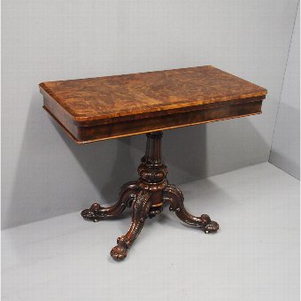 Mid Victorian Burr Walnut Foldover Card Table