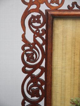 Antique Mid Victorian Rosewood Embroidered Pole Screen