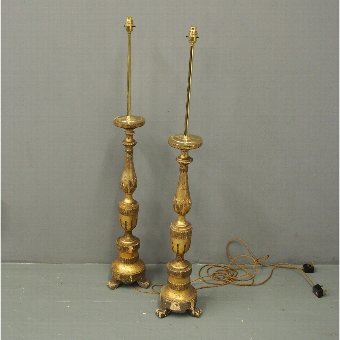Pair of Carved and Gilded Lamps