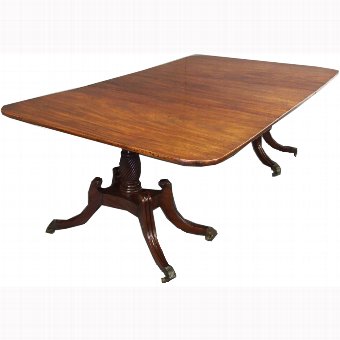 George IV Mahogany Twin Pillar Dining Table with 1 Leaf