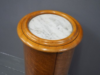 Antique Victorian Birds Eye Maple and Marble Top Pedestal