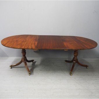 Regency Style Mahogany Twin Pillar Dining Table with 1 Leaf