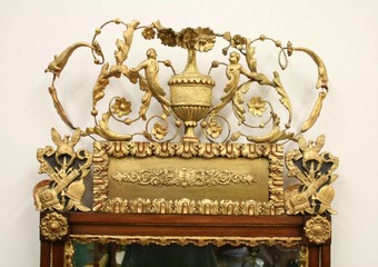 Antique Swedish Mahogany and Gilded Wood Mirror