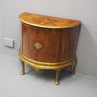 Yew and Giltwood Bow Front Cupboard