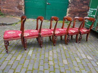 Antique Set of 6 Scottish Victorian Mahogany Dining Chairs