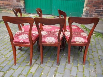 Antique Set of 6 Scottish Victorian Mahogany Dining Chairs