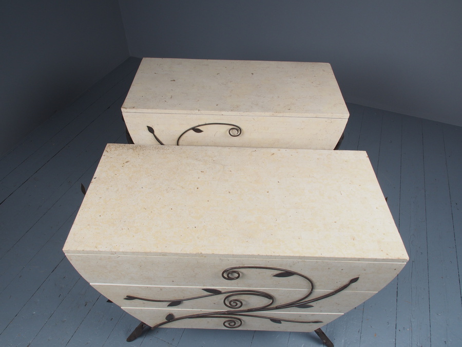 Antique Pair of Fossilized Stone Chests of Drawers
