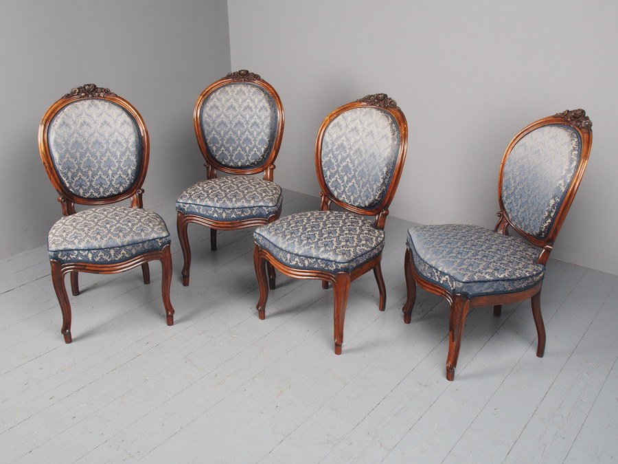 Antique  Antique Set of 4 Carved Rosewood Side Chairs