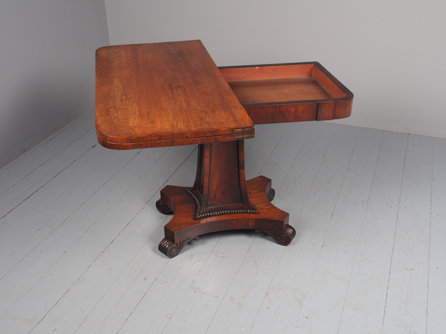 Antique Antique William IV Rosewood Fold-Over Tea Table