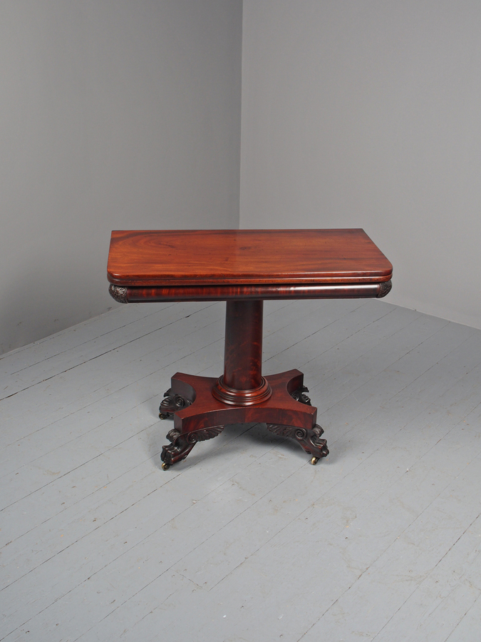 Antique Antique George IV Mahogany Foldover Tea Table