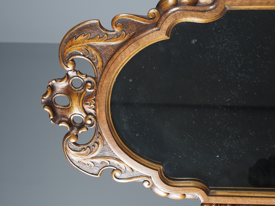 Antique Queen Anne Style Walnut Mirror by Whytock and Reid