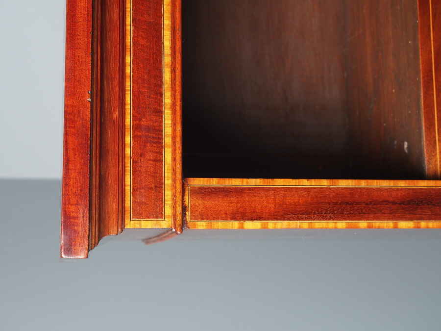 Antique Edwardian Inlaid Mahogany Open Bookcase