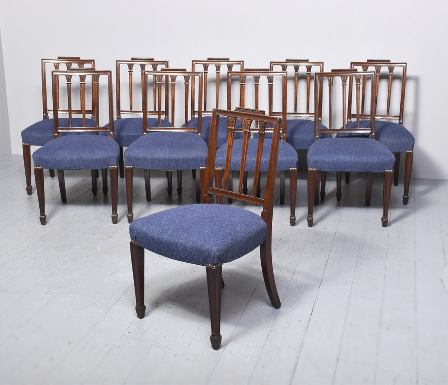 Antique Ten George III Mahogany Hepplewhite Style Dining Chairs