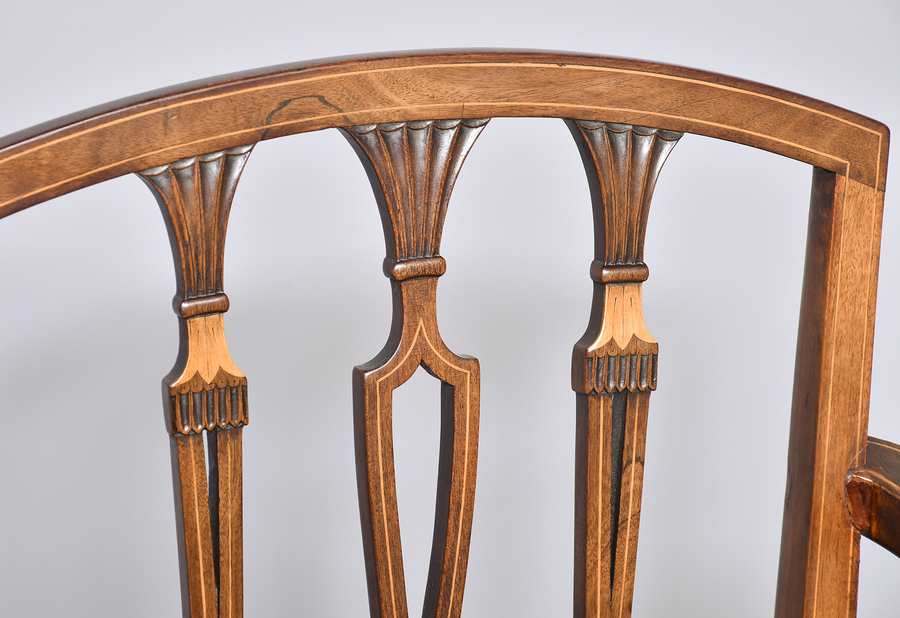 Antique Pair of inlaid mahogany Georgian Hepplewhite Armchairs