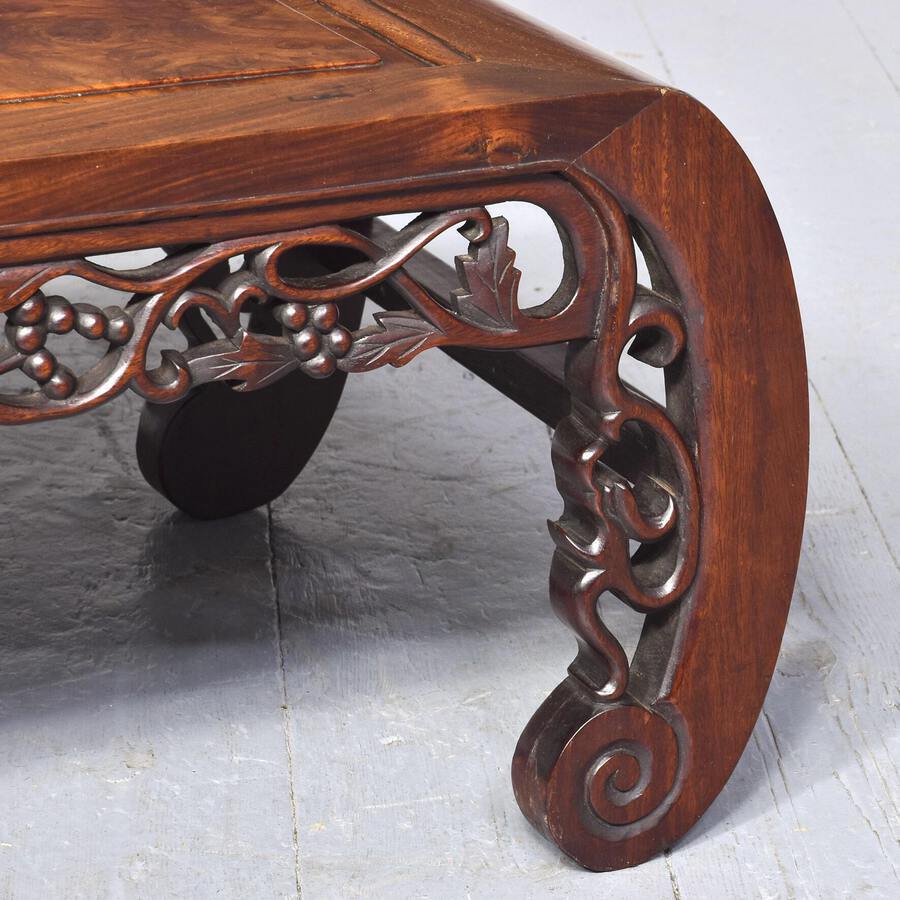 Antique Qing Period Chinese Rosewood and Burr Wood low table