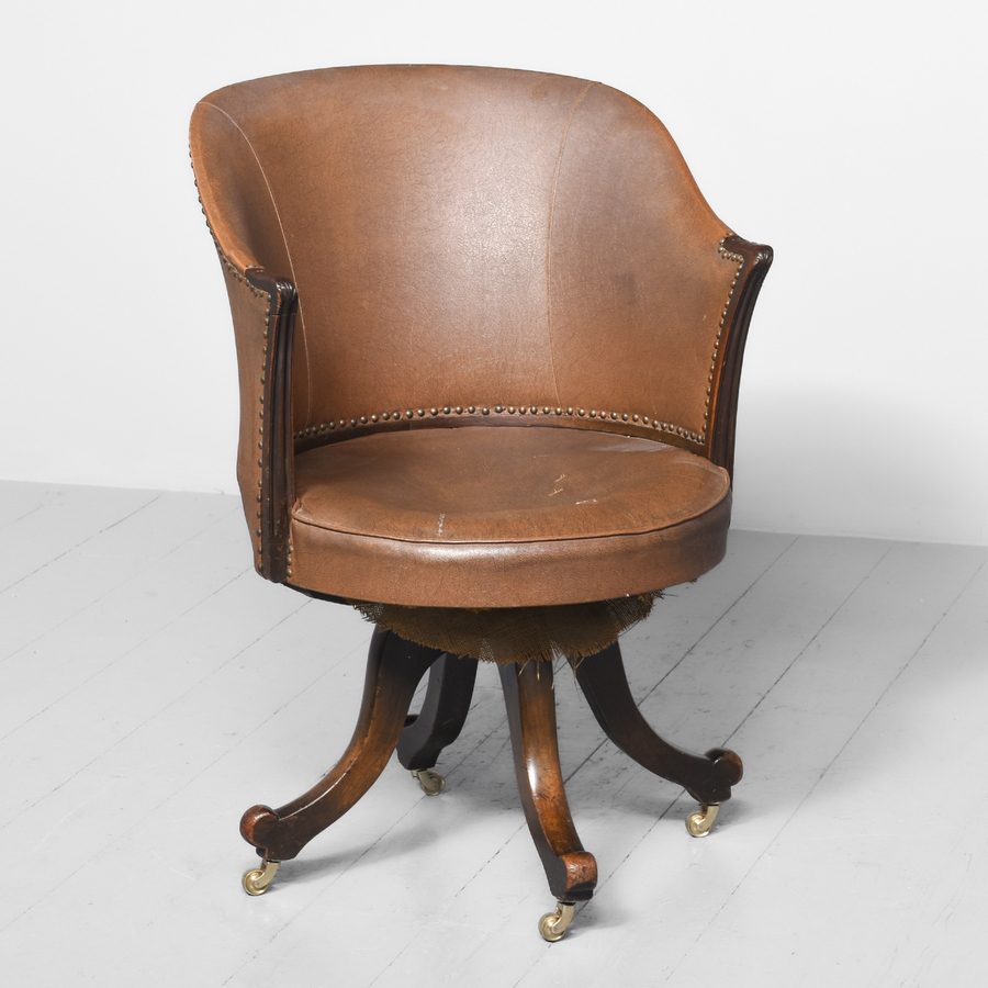 Mahogany-Framed Victorian Revolving Office Chair
