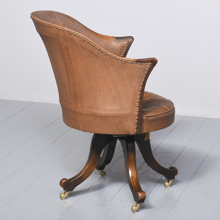 Antique Mahogany-Framed Victorian Revolving Office Chair
