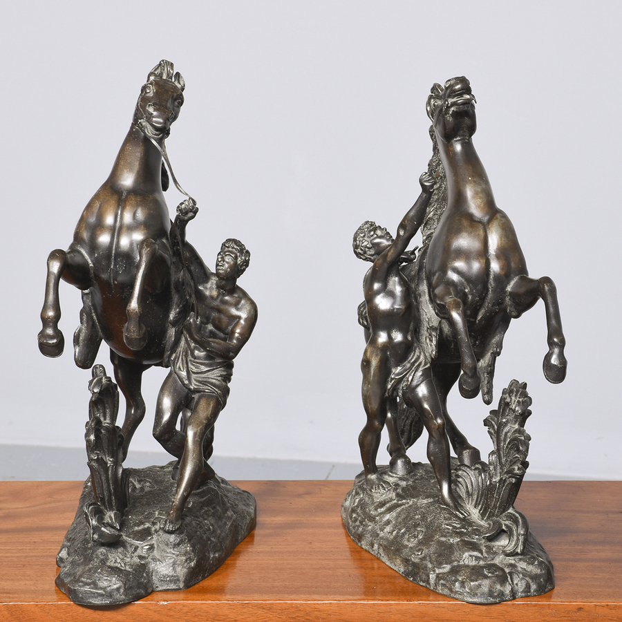 Antique Pair of Bronzed Marley Horses