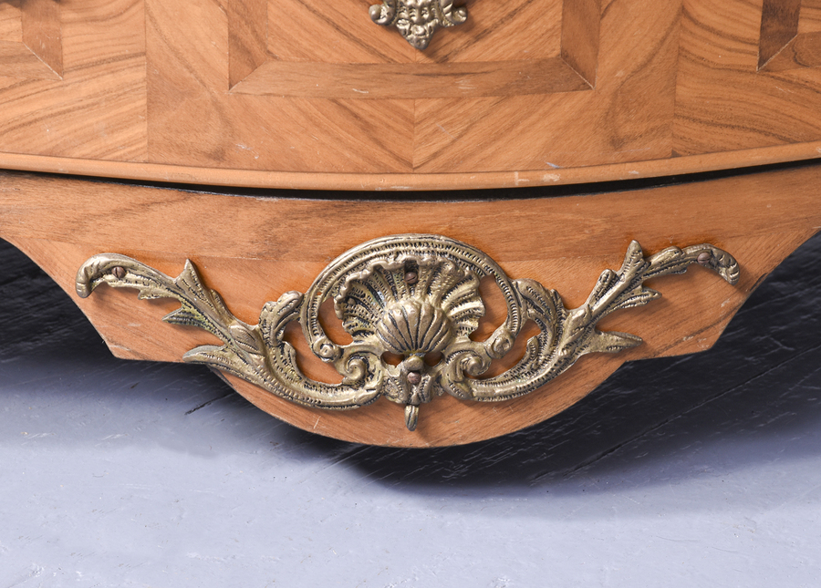 Antique Baroque-Style French Marble-Top Kingwood Commode