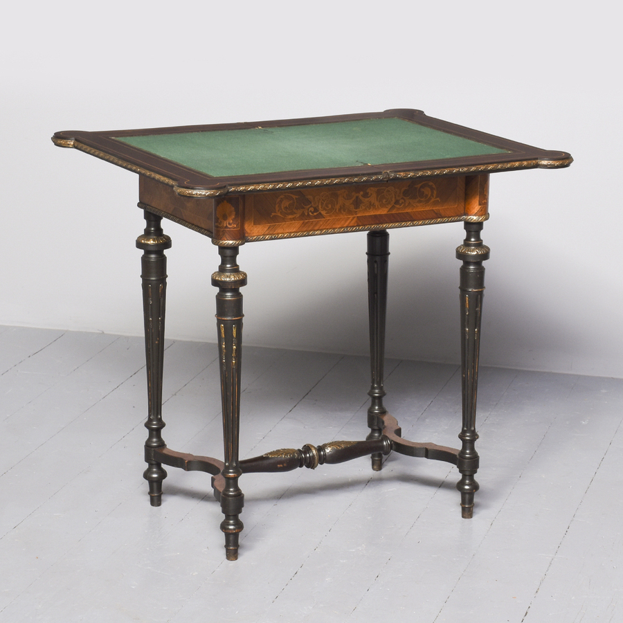 Antique 19th Century Marquetry-Inlaid French Kingwood Games Table