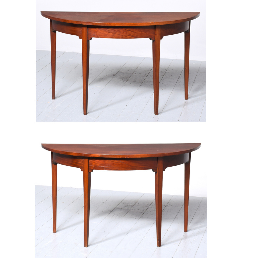 Antique Pair Of George III Mahogany D-End Side or Hall Tables