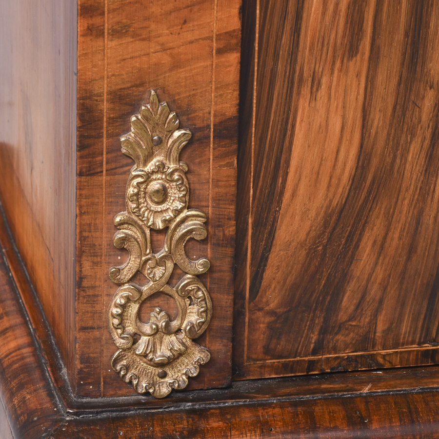 Antique Attractive Victorian Two Door Inlaid Walnut Credenza
