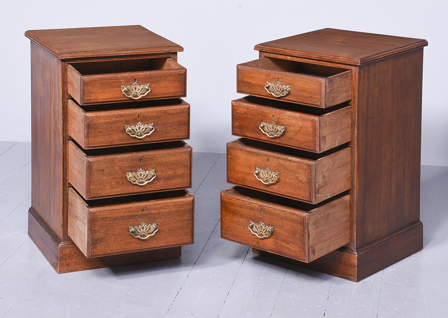 Antique Pair of Late Victorian Walnut Neat-Sized Chest of Drawers/Lockers