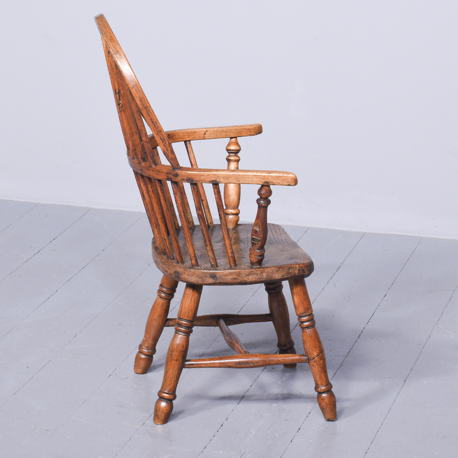 Antique Victorian Elm and Beech Child’s Windsor Chair with Nice Original Colour and Patina 