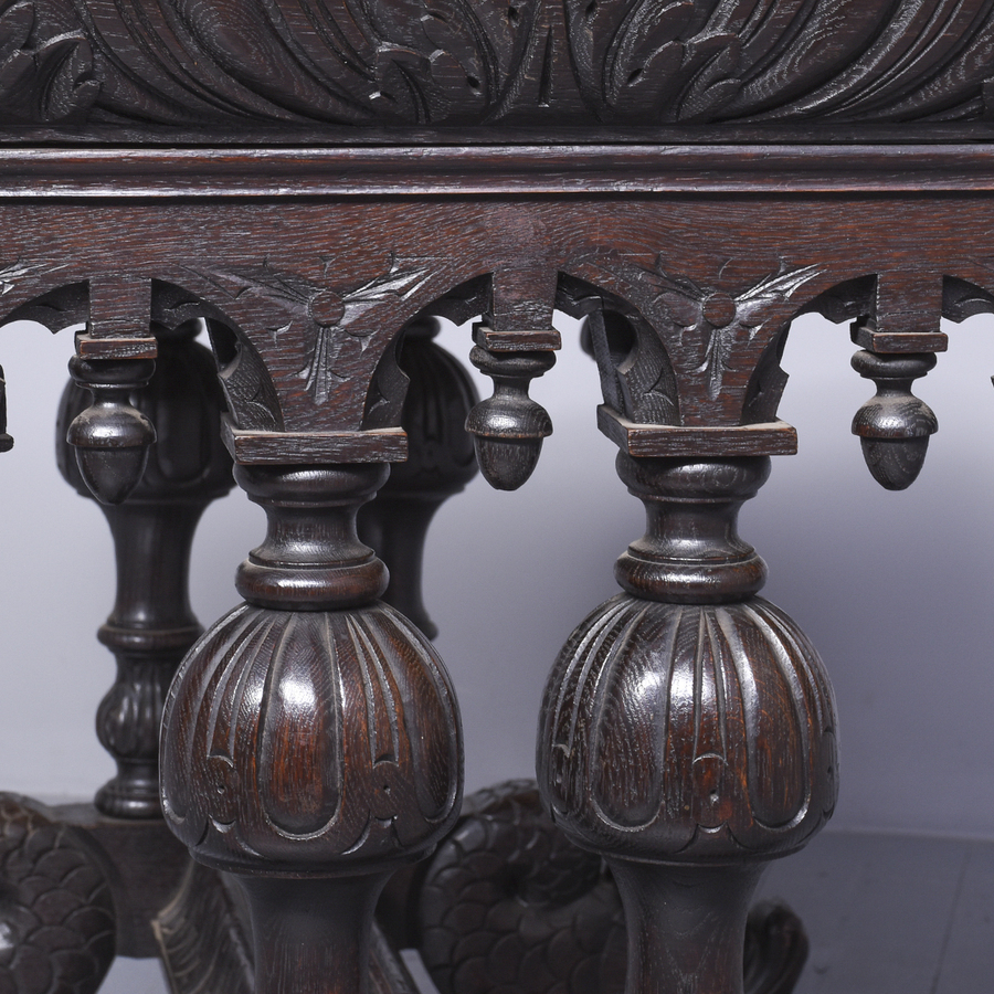 Antique Carved Oak Dolphin Table