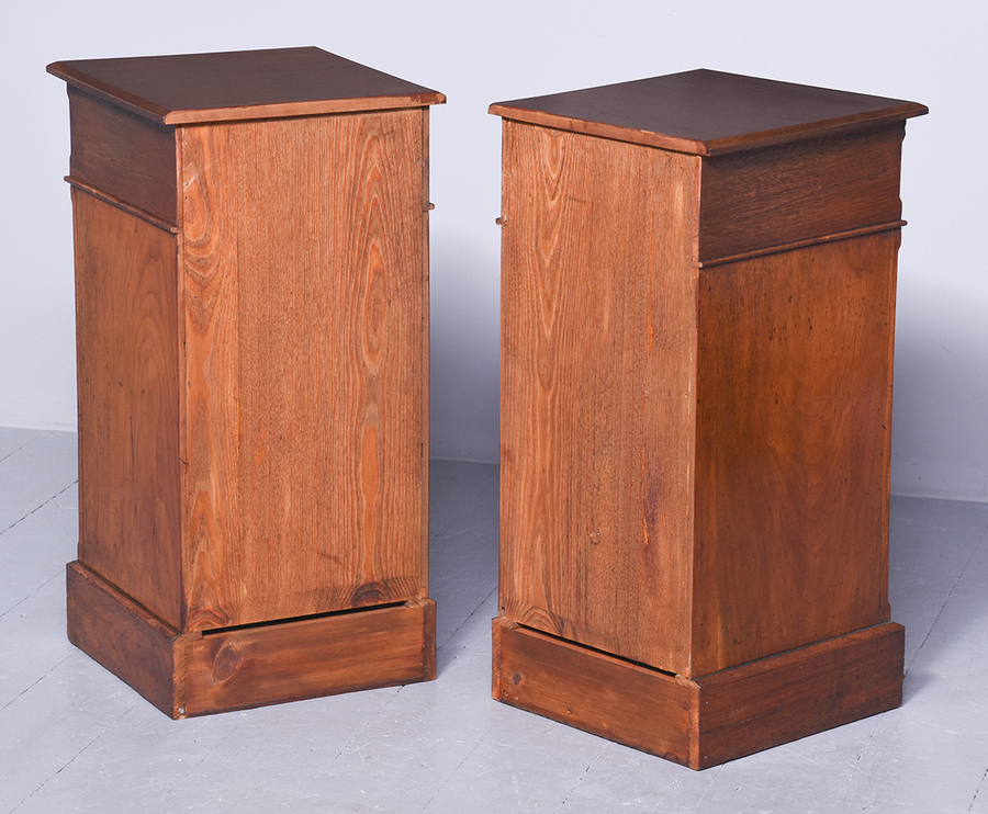 Antique Pair of Late Victorian Straight-Grained Walnut, Neat-Sized Chest of Drawers/Bedside Lockers