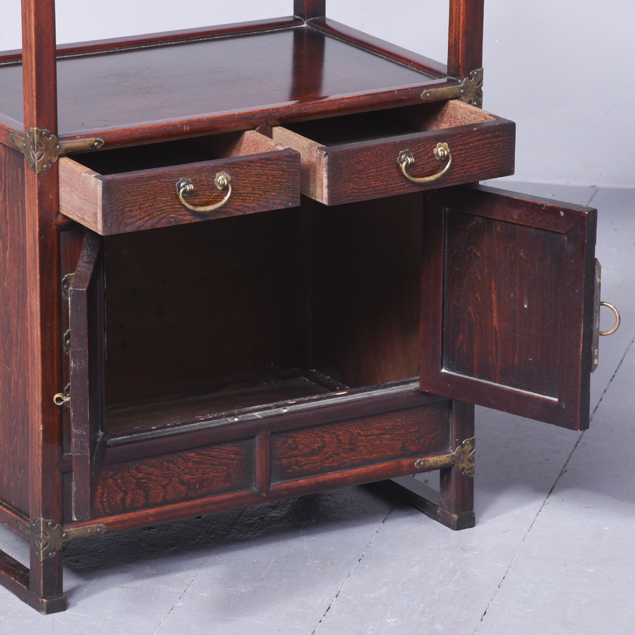 Antique Unusual Chinese Two-Tier Shelved Cabinet