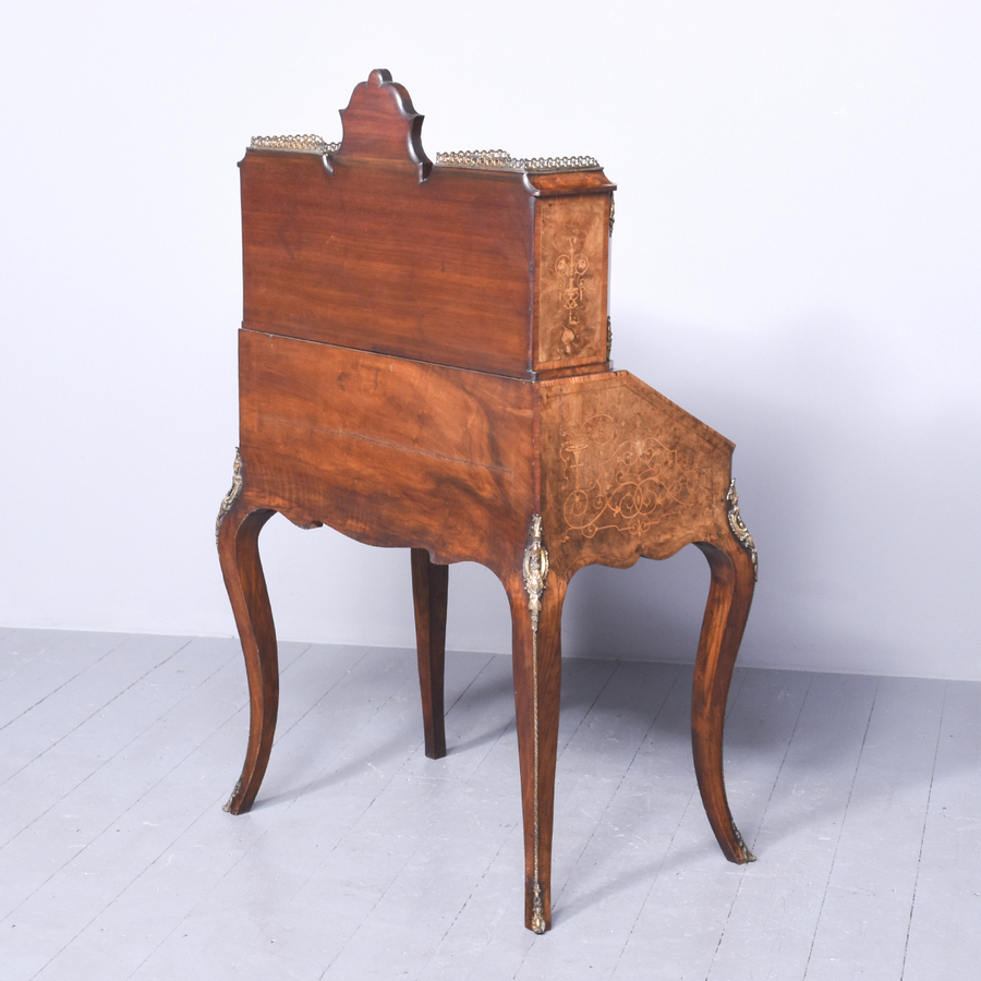 Antique Mid Victorian Inlaid Burr Walnut Ladies Writing Desk (Bonheur De Jour)