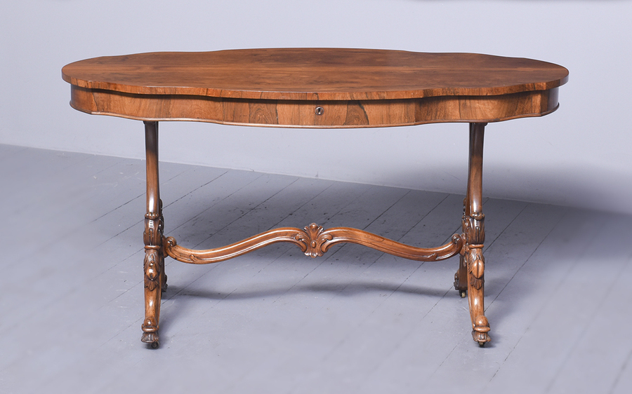 Antique Exceptional Quality Victorian Free Standing Oval Rosewood Library Table