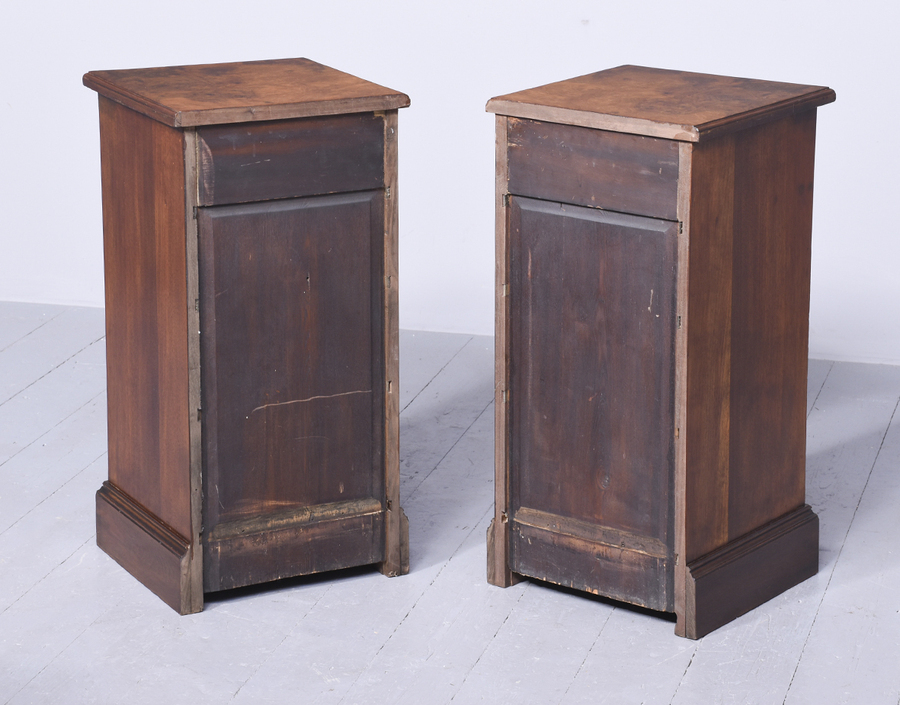 Antique  Pair of Late Victorian Burr Walnut Chest of Drawers/Bedside Lockers