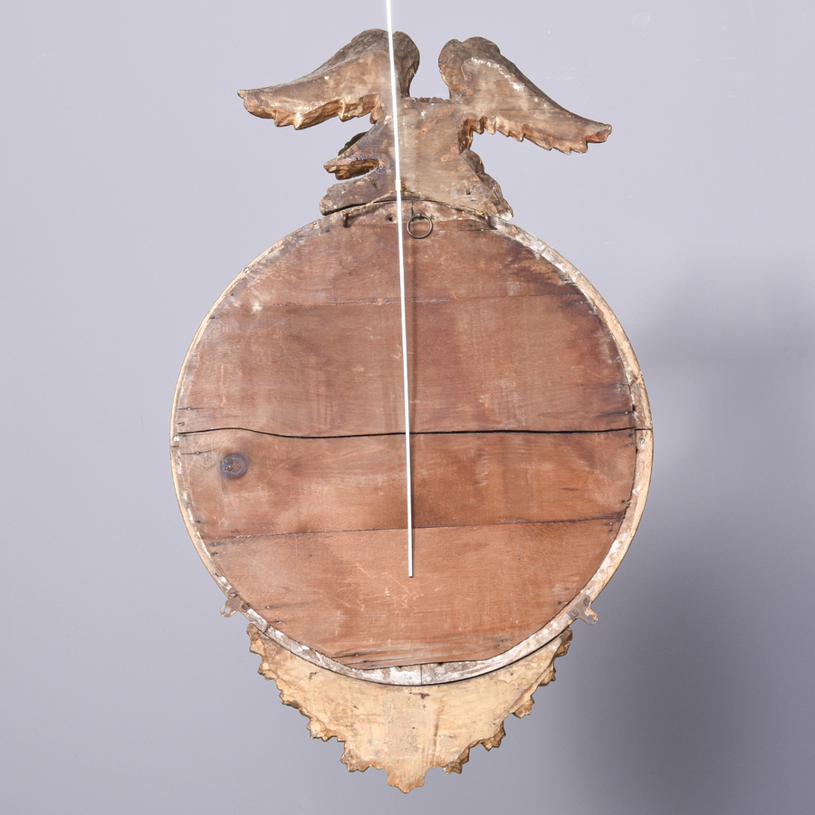 Antique Original Regency Carved Giltwood Convex Mirror