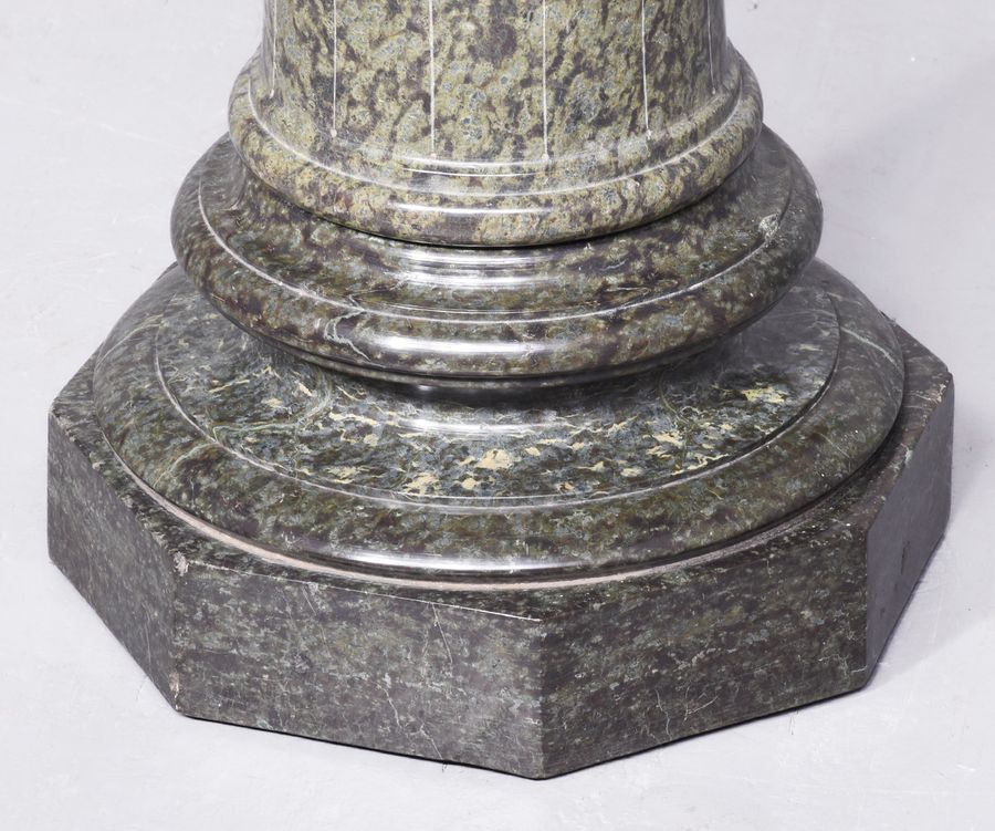 Antique Impressive Neo-Classical Style Variegated Green Victorian Marble Pedestal