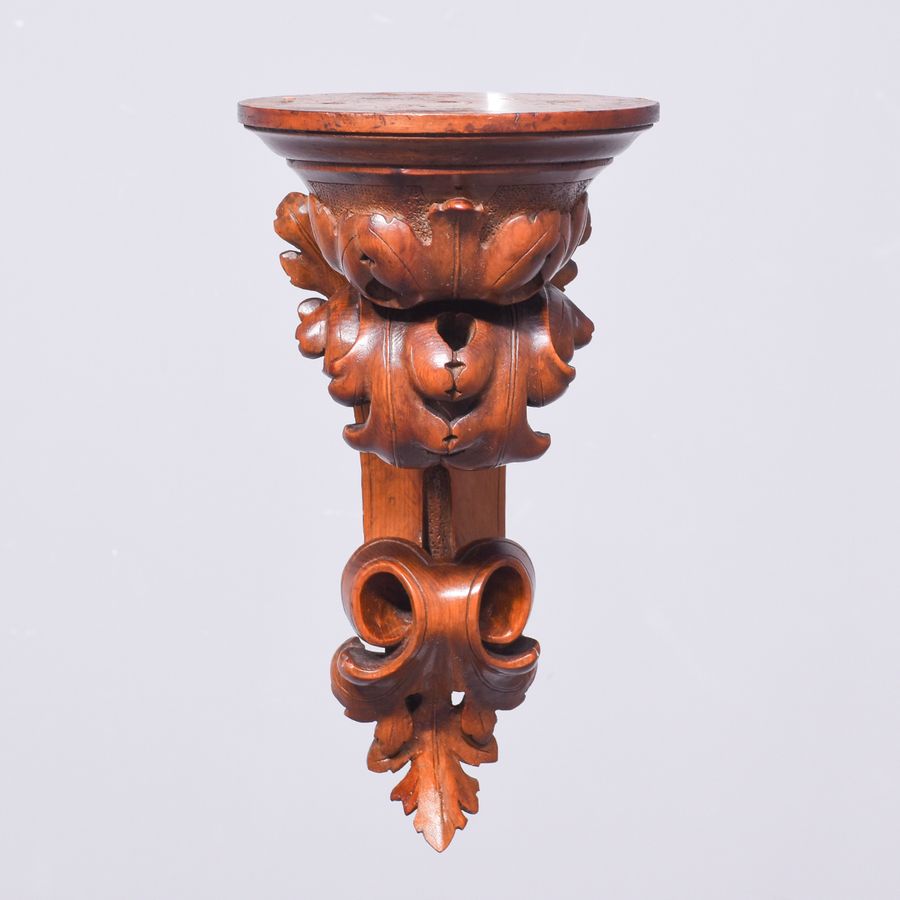 Antique Pair of Carved Walnut Wall Brackets