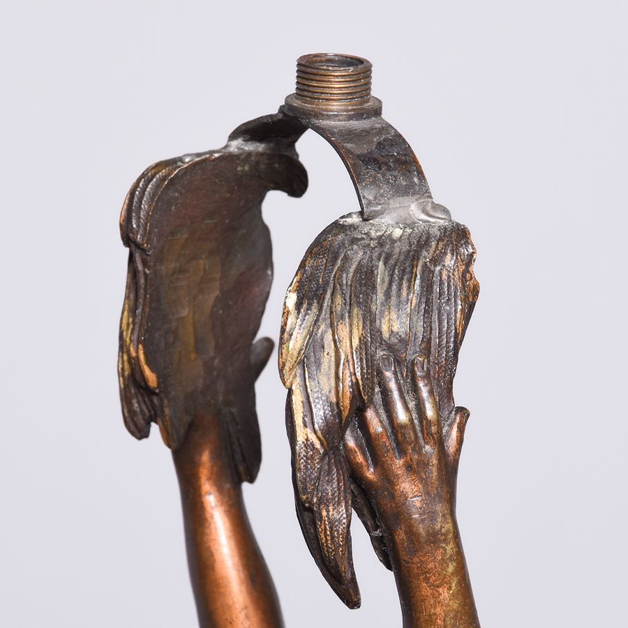 Antique Pair of Bronze & Gilded Lamps