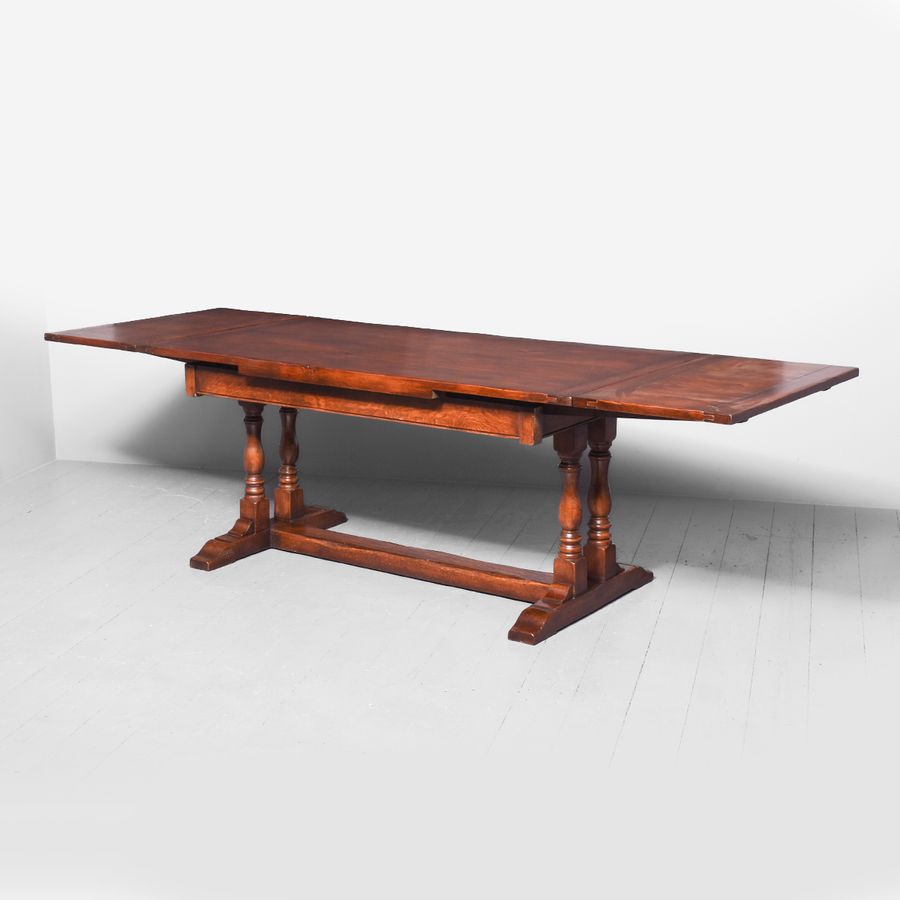 Antique Large Jacobean-Style Solid Oak Extending Refectory Table
