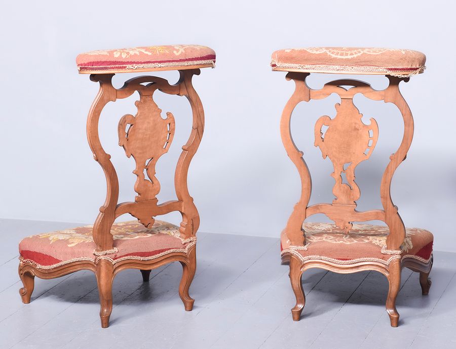 Antique Pair of French Walnut Prie-Dieu Chairs