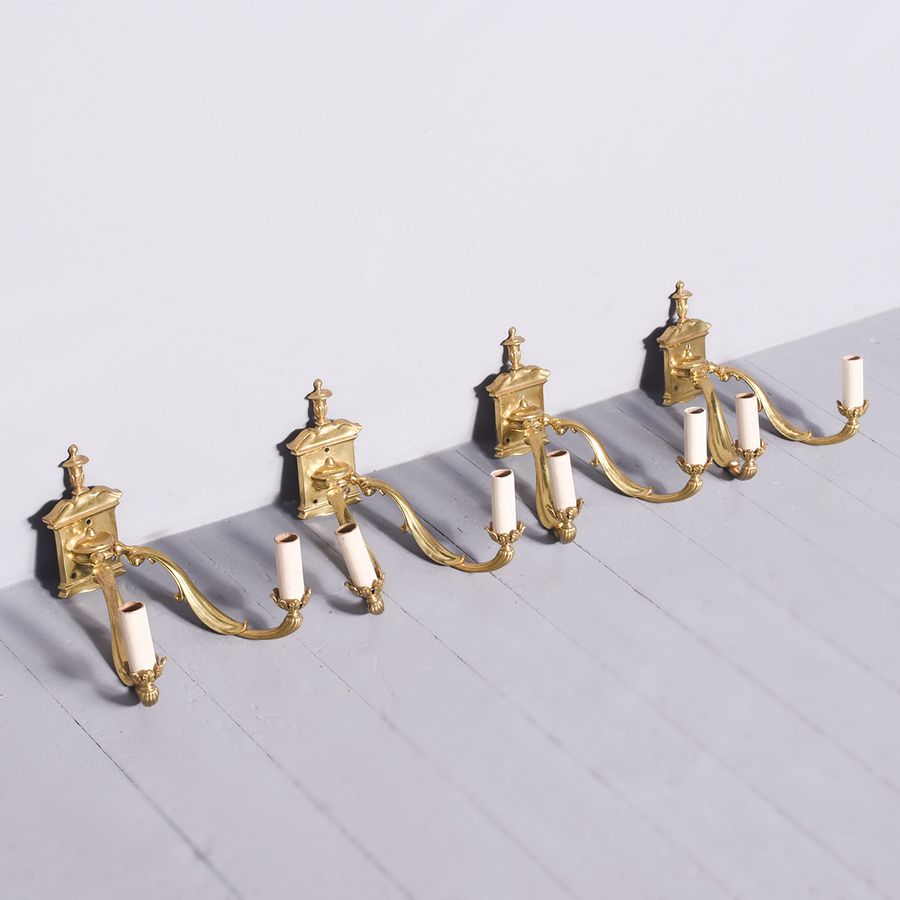 Antique Set of 4 Cast Brass Adam Style Wall Sconces